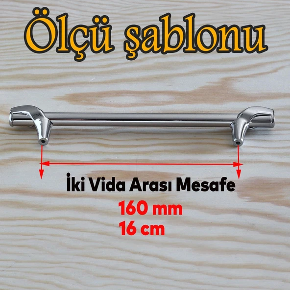 Mobilya Çekmece Mutfak Kapak Dolap Kulpları Dolabı Kulbu Kulpu 160 mm Krom Kulp Metal - Resim 2
