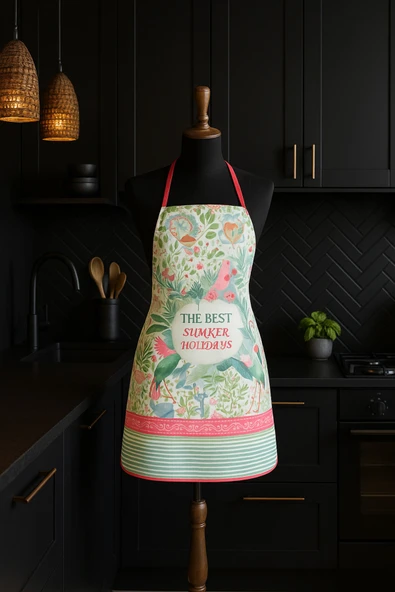 Dijital Baskılı Su Sıvı Geçirmez Leke Tutmaz Mutfak Önlüğü The Best - Resim 3