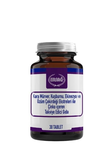 ERSAĞ KARA MÜRVER, KUŞBURNU, EKİNEZYA VE ÜZÜM ÇEKİRDEĞİ EKSTRELERİ İLE ÇİNKO İÇEREN TAKVİYE EDİCİ GIDA ürün görseli