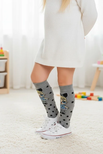 Bebekli Kız Çocuk Dizaltı Çorap ürün görseli