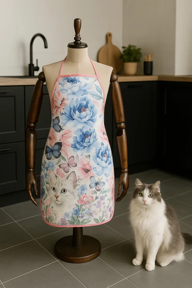 Dijital Baskılı Su Sıvı Geçirmez Leke Tutmaz Mutfak Önlüğü - Resim 3