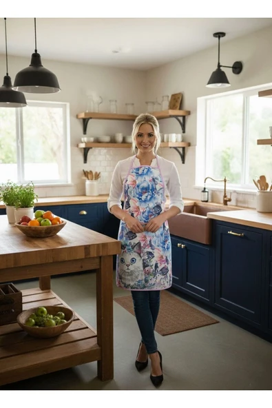 Dijital Baskılı Su Sıvı Geçirmez Leke Tutmaz Mutfak Önlüğü - Resim 4