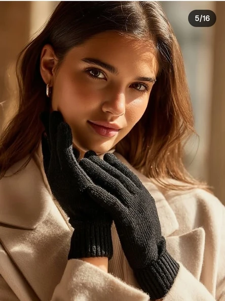 Siyah Kışlık Tiriko Kadın Eldiven Siyah Eldiven ürün görseli 1