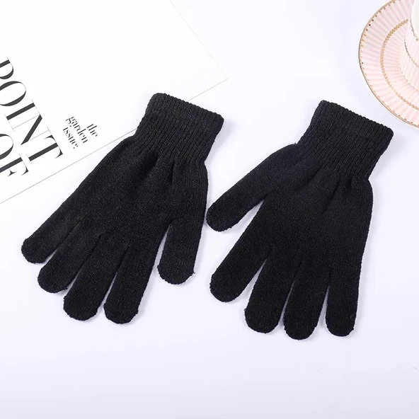 Siyah Kışlık Tiriko Kadın Eldiven Siyah Eldiven - Resim 6