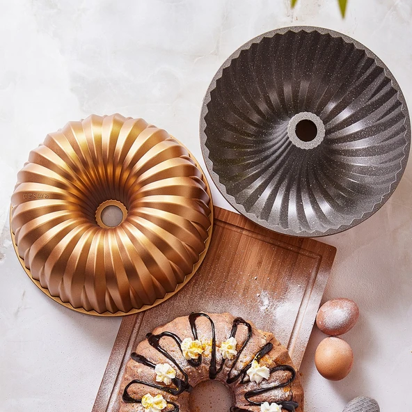 Emsan Griss Hardstone Döküm Kek Kalıbı Gold 24 cm - Resim 6