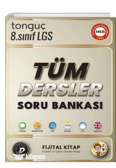 Tonguç 8.Sınıf Tüm Dersler Soru Bankası Fijital Kitap ürün görseli 1