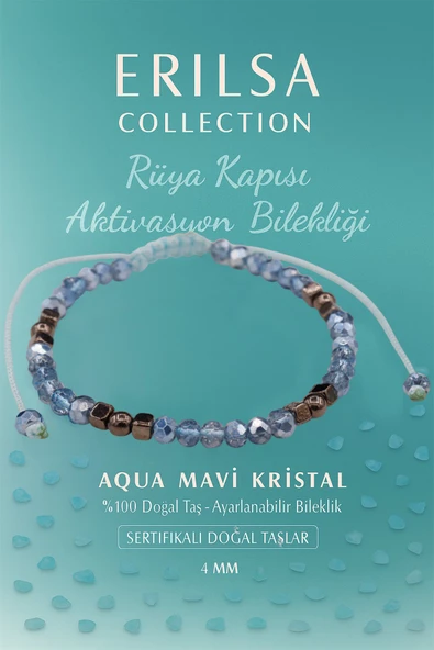 Sertifikalı Rüya Kapısı Aktivasyon Enerji Bilekliği -  Aqua Mavi Kristal ve Terahertz Taşı ürün görseli