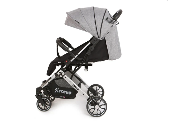 Yoyko Quantum Travel Kabin Boy Tek Elle Kolay Katlanır Pratik Bebek Arabası Gri Silver - Resim 5