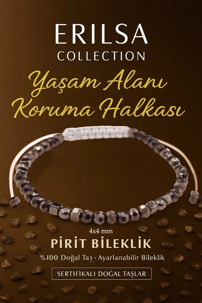 Sertifikalı Yaşam Alanı Koruma Halkası Negatif Enerji Kalkanı Bilekliği -  Pirit ve Terahertz Taşı ürün görseli