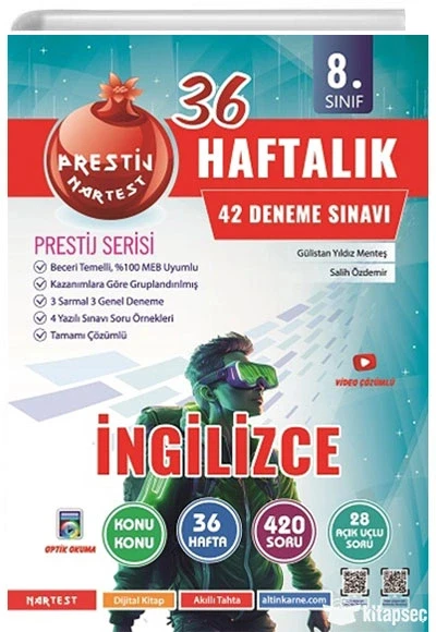 Nartest 8.Sınıf 36 Haftalık İngilizce Denemeleri Prestij Serisi ürün görseli