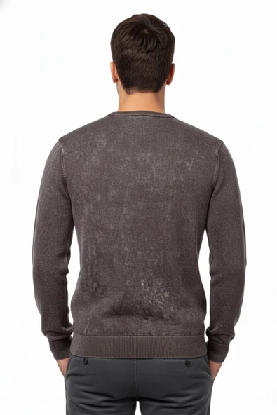 Erkek Spor Sıfır Yaka Taşlama Yıkamalı Regular Fit Kazak BGL-ST04952 - Resim 11