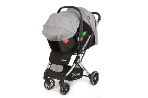 Yoyko Quantum Travel Kabin Boy Tek Elle Kolay Katlanır Pratik Bebek Arabası Gri Silver - Resim 4
