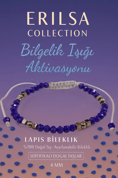 Sertifikalı Bilgelik Işığı Aktivasyonu Enerji Bilekliği – Lapis Lazuli Doğal Taşı (İnce Model) ürün görseli