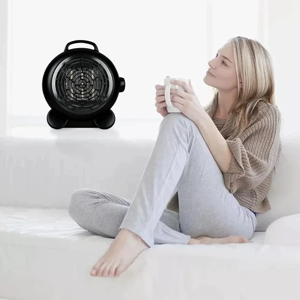 Besreey Fan ve Isıtıcı - Üç Güç Seviyesi Ayarlanabilir Sirkülatör Fan - Sessiz Elektrikli Isıtma Ofis Banyo İçin Devrilme Aşırı Isınma Koruması - Resim 3