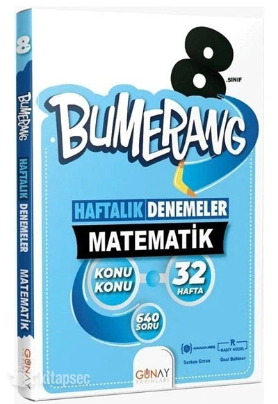 Günay 8.Sınıf Matematik 32 Haftalık Denemeler Bumerang ürün görseli
