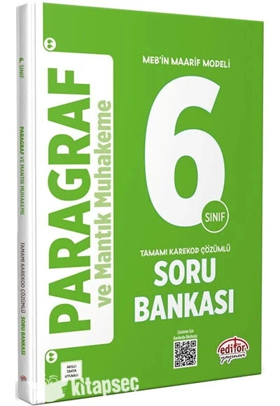 Editör 6.Sınıf Paragraf Ve Mantık Karekod Çözümlü Soru Bankası ürün görseli 1