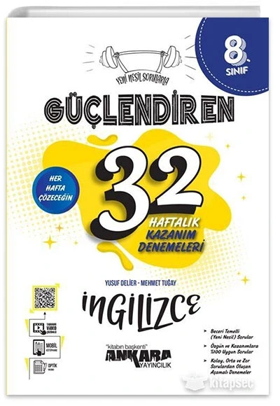 Ankara 8. Sınıf İngilizce Güçlendi̇Ren 32 Haftalik Kazanim Denemeleri̇ ürün görseli