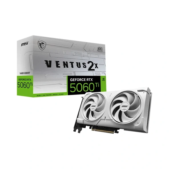 Msı Geforce Rtx5060tı 16g Ventus 2x Oc Whıte Plus 16gb Gddr7 128bıt 3xdp 1xhdmı Ekran Kartı ürün görseli