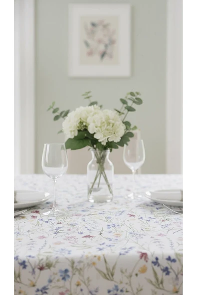 Leke Tutmaz 3D Dijital Baskılı Masa Örtüsü Çiçek Dünyası - Resim 5