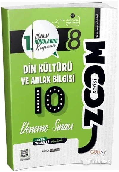Günay 8.Sınıf 1.Dönem Din Kültürü 10 Deneme ürün görseli