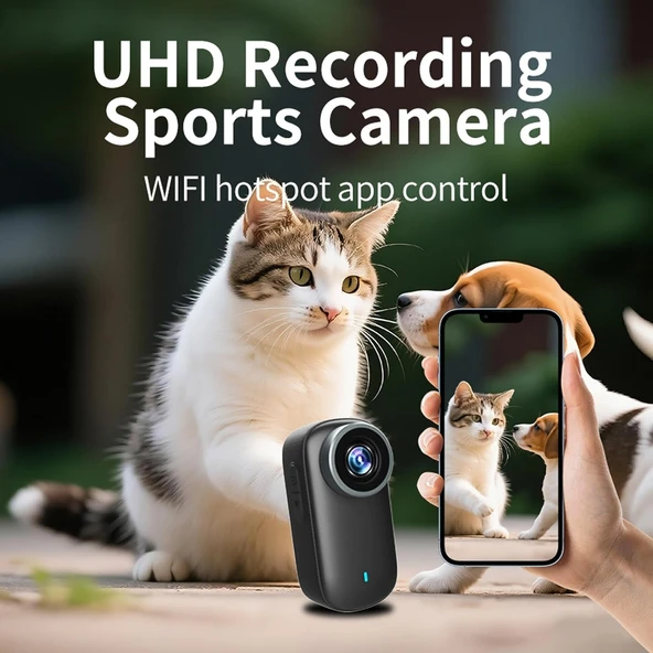 Ozmik Ekranlı 4K Aksiyon Kamerası Ultra Hd Video Kaydı 180 Lens Dönüşü Bataryalı Aksiyon Kamerası - Resim 5