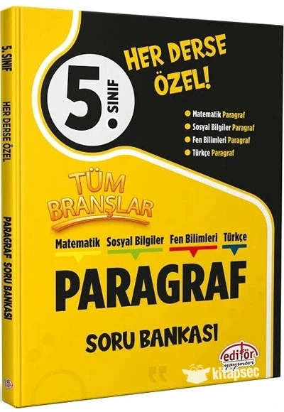 EDİTÖR 5.SINIF TÜM BRANŞLAR PARAGRAF SORU BANKASI ürün görseli 1