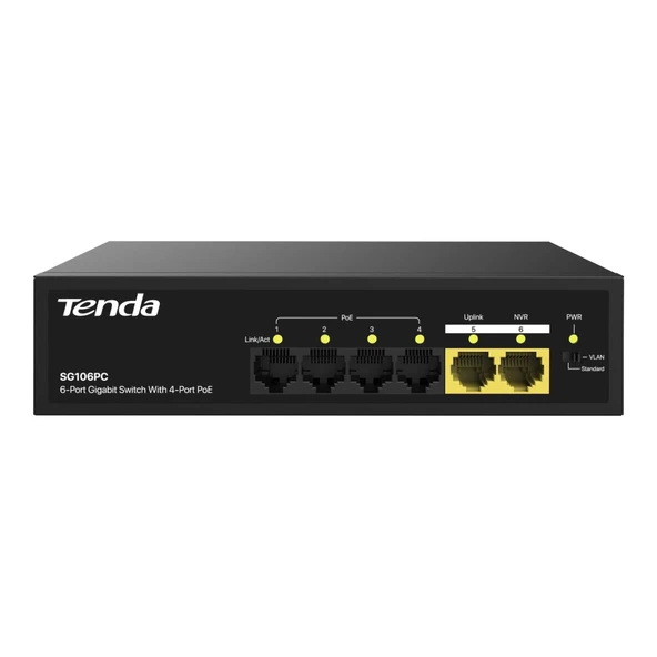 Tenda Sg106pc 6 Port Gıgabıt 10/100/1000 Poe Swıtch ürün görseli 1