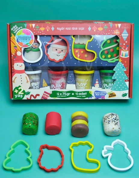 8 li Yeni Yıl Oyun Hamuru Seti - 4 X 75gr ürün görseli
