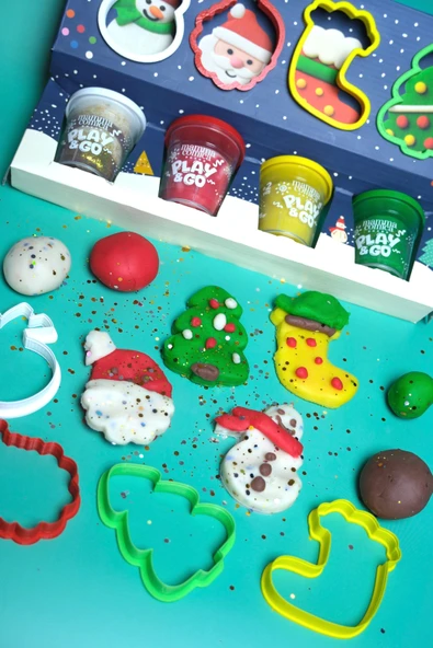 8 li Yeni Yıl Oyun Hamuru Seti - 4 X 75gr - Resim 3