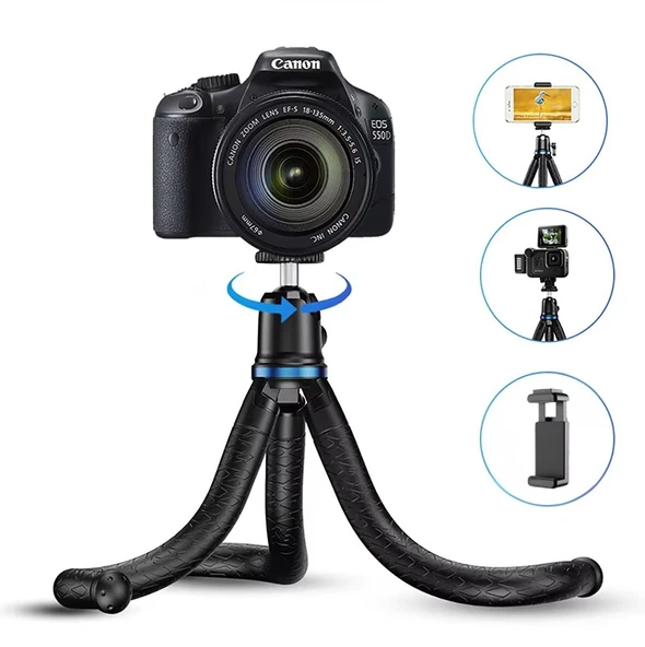 Apexel Profesyonel 30cm Esnek Ahtapot Tripod ve Vlog Kiti Telefon Tutucu Gopro Dslr Uyumlu APL-JJ10 ürün görseli