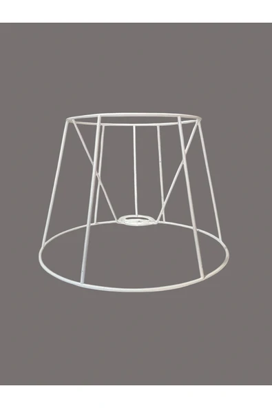 Konik Abajur Teli İskeleti Beyaz Statik Boyalı E27 (Çap 30 Cm) - Resim 3