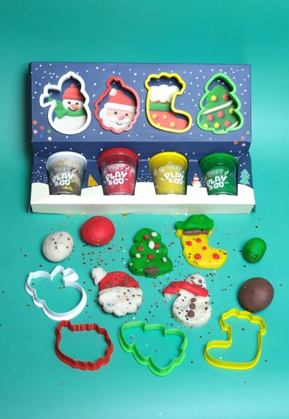 8 li Yeni Yıl Oyun Hamuru Seti - 4 X 75gr - Resim 2