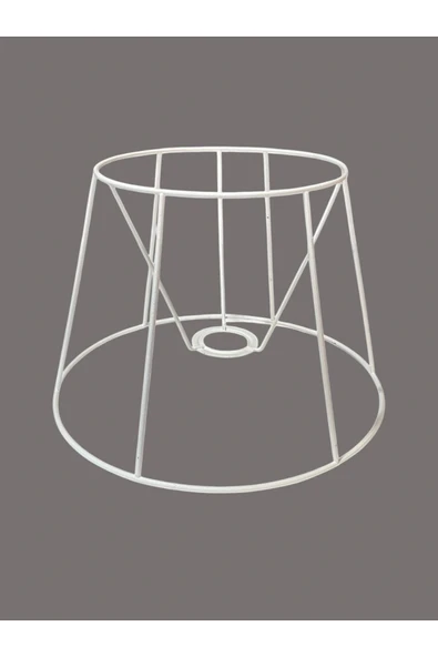 Konik Abajur Teli İskeleti Beyaz Statik Boyalı E27 (Çap 30 Cm) - Resim 2