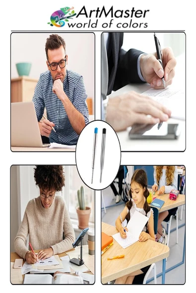 Tükenmez Kalem Yedeği Mavi 5 Adet Metal Tükenmez Kalem İçi Mavi Yedek Tükenmez Ofis Jel Kalem İçi Kalem İçi Okul - Resim 3