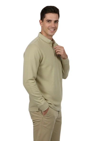 Erkek Gömlek Yaka Jakarlı Cepli Regular Fit Sweatshirt BGL-ST04957 - Resim 5