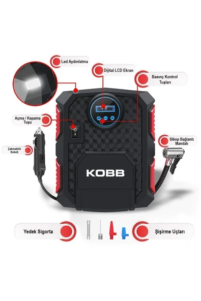 Kb200 12volt 160 Psı Dijital Basınç Göstergeli Hava Pompası. - Resim 2