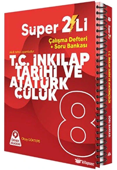 8.Sınıf İnkilap Tarihi Süper 2 li Çalışma Defteri+Soru Bankası Örnek akademi ürün görseli