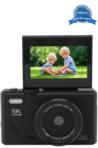 5k 75mp Hd Dijital Kamera 18x Dijital Zoom, Flaşlı,3.0 İnç Ekranlı Fotoğraf Makinesi ürün görseli