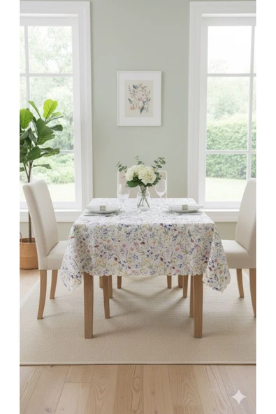 Leke Tutmaz 3D Dijital Baskılı Masa Örtüsü Çiçek Dünyası - Resim 3