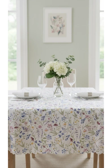 Leke Tutmaz 3D Dijital Baskılı Masa Örtüsü Çiçek Dünyası - Resim 4