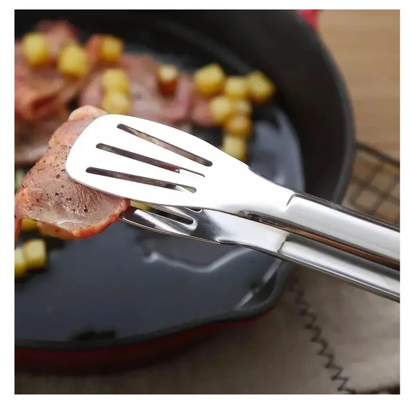 Maşa Paslanmaz Barbekü Maşası - 25 Cm Mutfak Ekmek Maşası - Resim 4