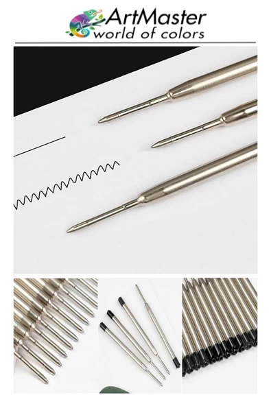 Tükenmez Kalem Yedeği Mavi 5 Adet Metal Tükenmez Kalem İçi Mavi Yedek Tükenmez Ofis Jel Kalem İçi Kalem İçi Okul - Resim 5