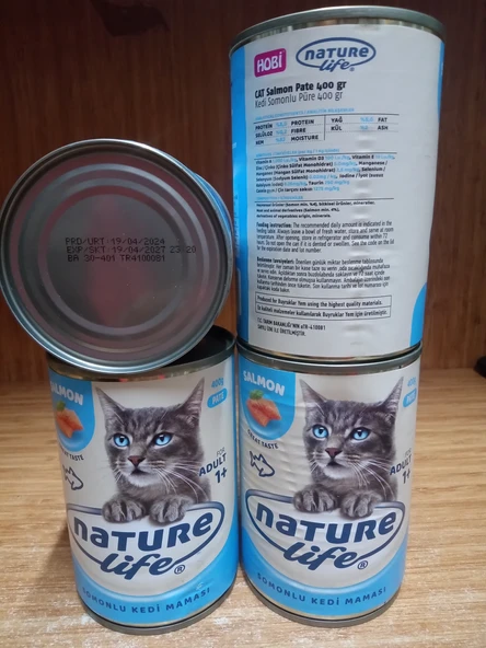 Hobi Naturelife Somonlu Ezme Kedi Konservesi 400GR x 12 Adet ürün görseli 1
