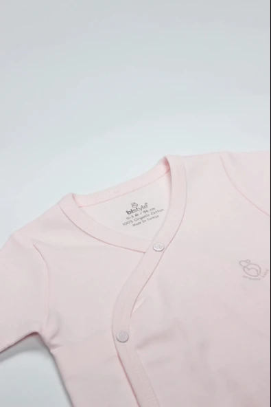 Lenaca Bistyle Organik Natural Basic Style Kruvaze Yarım Kol Body Bs17101 Pembe - Resim 2