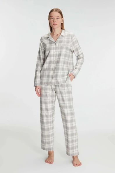 Anıl Kare Desenli Pamuklu Gömlek Pijama Takımı ürün görseli 1