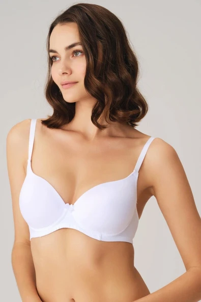 Arias Closet Beyaz Balenli Desteksiz Dolgusuz Askıları Çıkabilen Günlük Klasik T-Shirt Sütyeni ürün görseli