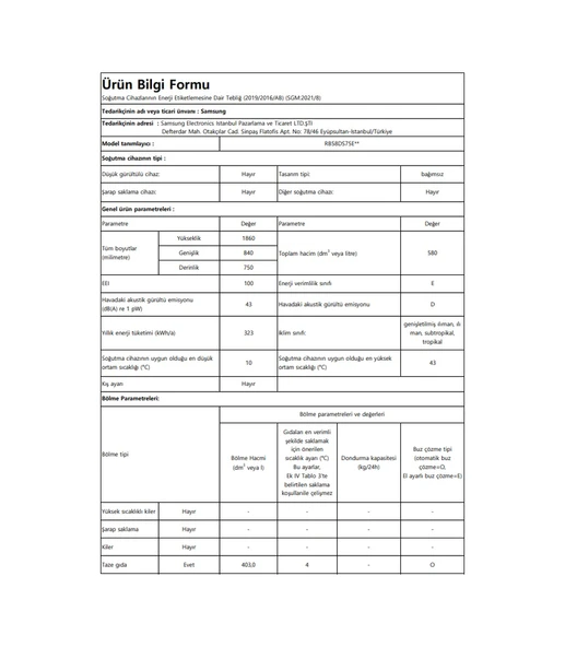 Samsung RB58DS75EWW/TR 580 LT No-Frost Kombi Tipi Buzdolabı - Resim 5