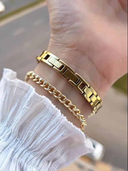 Ferrucci Küçük Vintage Kasa Çelik Kordon 2 Yıl Garantili 3 Atm Kadın Kol Saati+Bileklik FY.03644.2 - Resim 4