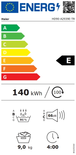 Haier HD90-A2939E-TR 9 KG Wi-Fi + Bluetooth Bağlantılı Isı Pompalı Kurutma Makinesi - Resim 4