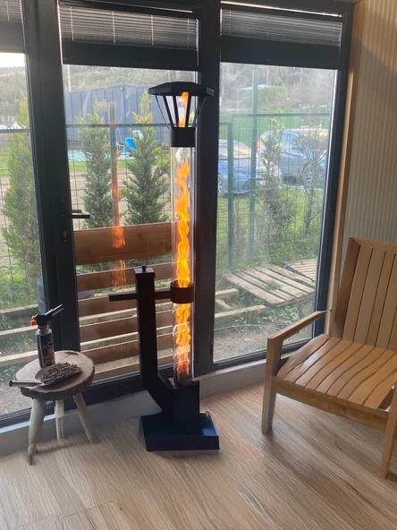 Dumansız Füze Roket Pelet Sobası Tekerli 170 Cm Uzunluk ürün görseli